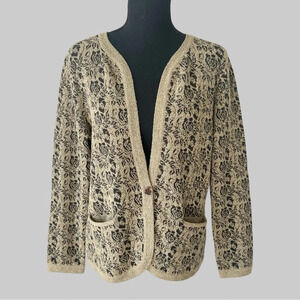 Jones New York Floral Pattern Cardigan Made in Hong Kong